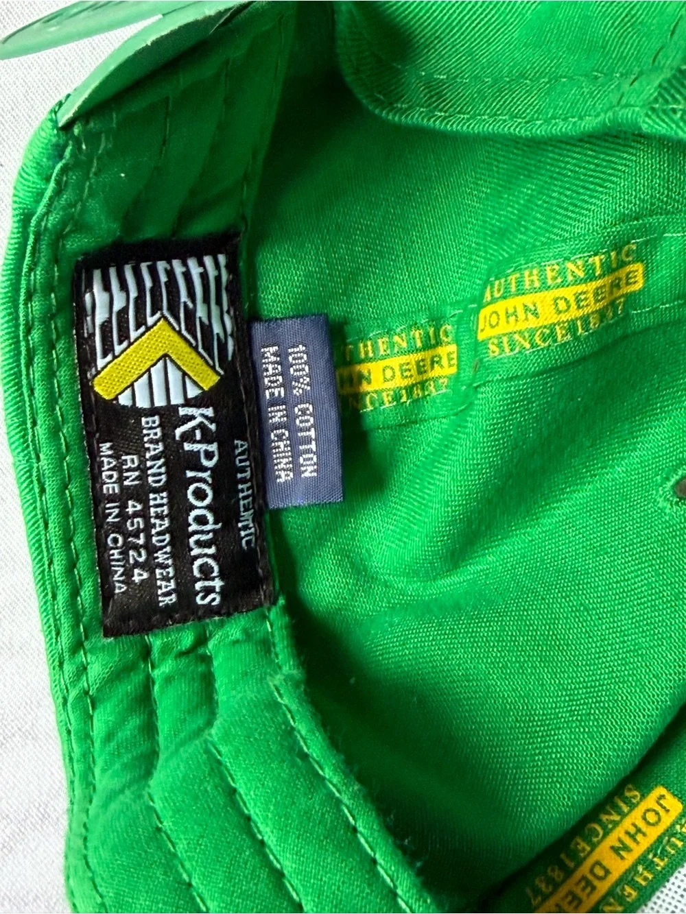 John Deere Embroidered Snapback Hat Lot of 2 Green Tan Adjustable Cap